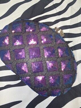 Purple Sequin Grid Clutch